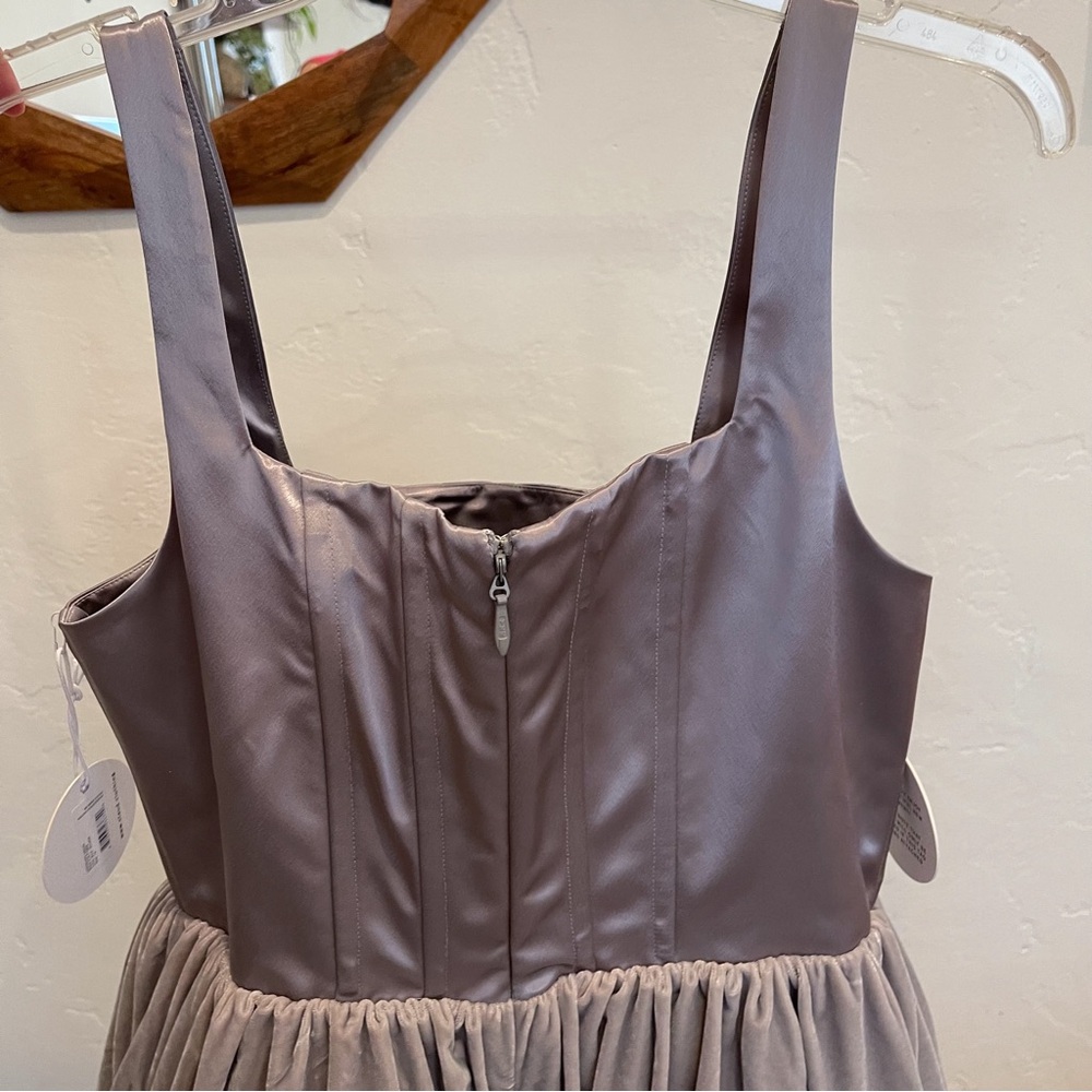 STAUD Landscape Dress corset dress silver tulle dress size 14 large - Picture 13 of 16